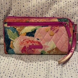 Vintage Vera Bradley RFID Front Zip Wristlet in the Superbloom RETIRED pattern